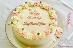 Sweet Floral Border Birthday Cake With Name Edit