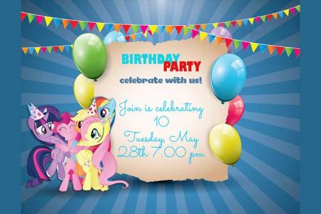 Birthday Invitation Card With Little Pony