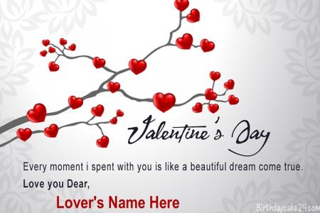 Write Name On Happy Valentine's Day Wishes Card