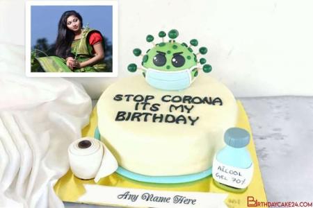 Coronavirus/COVID-19 Birthday Cakes With Name And Photo