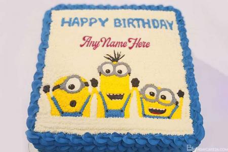 Happy Birthday Minions Cake With Name Generator