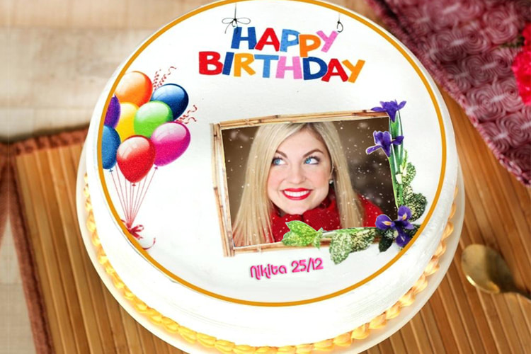Birthday cake with photo and  name