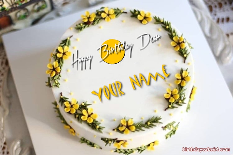 Yellow Birthday Cake For Friend With Name New