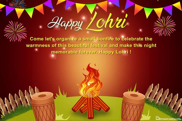 Beautiful Lohri Festival Wishes Cards Maker Online