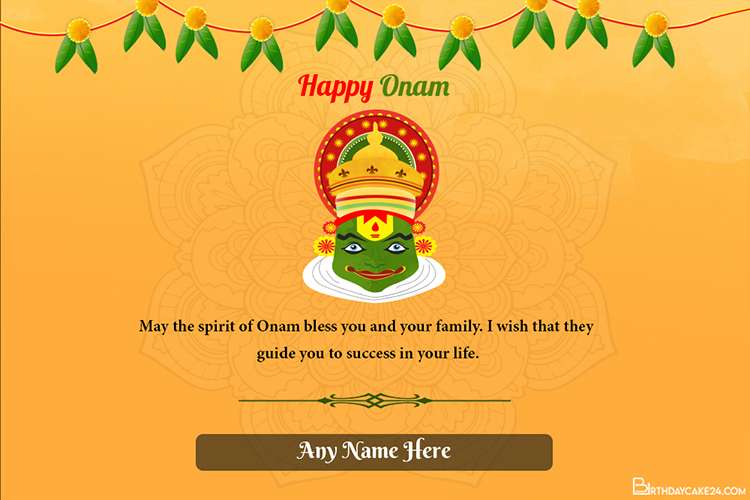 Write Name For A Happy Onam Greeting Card