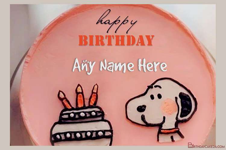 Snoopy Happy Birthday Cake Images With Name Editing