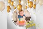 Photo Frame Happy Birthday With Balloon White And Gold