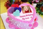 Photo frame birthday cake and heart name