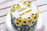 Write Name On Birthday Cake With Sunflowers