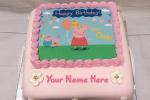 Peppa Pig Birthday Cake For Kid With Name