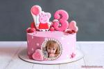 Cute Peppa Pig birthday cake for 3 year old with photo