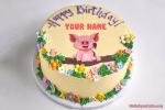 Lovely Pig Happy Birthday Cake With Name