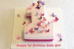 1st Number Birthday Cake For Baby Girl With Name And Wishes