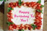 Strawberry Fruit Birthday Cake With Your Name