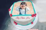 Lovely Flower Birthday Cake With Name And Photo Edit