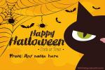 Black Cat Halloween Names Cards