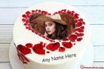 Rose Heart Birthday Cake For Lover With Name And Photo Frame