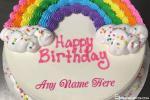 Rainbow Happy Birthday Cake For Kids With Name Edit
