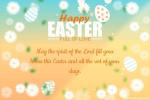 Happy Easter Day Greeting Card With Flowers Eggs