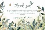 Beautiful Wedding Thank You Card With Green Leaves