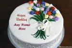 Lovely Flower Bouquet Birthday Cake With Name Edit
