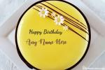 Yellow Birthday Cake With Name Edit