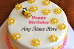 Write Name on Beautiful Bee Happy Birthday Cake