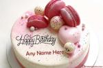 Generate Name On Pink Butter Cream Decorated Birthday Cake
