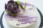 Purple Color Flower Birthday Cake For Mom With Name On It