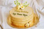 Beautiful Yellow Birthday Cake With Your Name