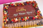 Fresh Fruit Chocolate Birthday Wishes Cake With Name
