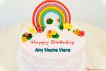 Beautiful Happy Rainbow Cake For Kids Birthday With Name