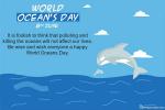 Happy Ocean World Day Greeting Card With Blue Sea