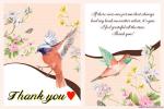 Thank You Card Template With Spring Bird Design