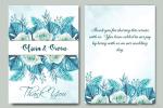 Wedding Thank You Card With Floral Leaves Watercolor