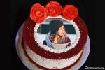 Red Velvet Birthday Wishes Cake With Your Photo