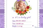 Customize Your Own Baby Girl's Birth Announcement Card