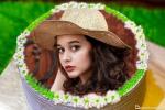 Make Green Border Birthday Cake With Your Photo