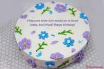 Happy Purple Flower Birthday Cake With Name