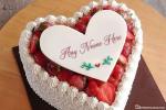 Romantic Strawberry Heart Birthday Cake Image With Your Name