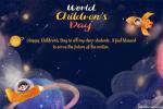 Children's Day Greeting Card With Cosmic Background