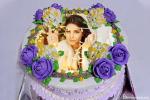 Free Download Purple Flowers Birthday Cakes Photo Frames