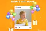 Orange Happy Birthday Instagram Post With Photo And Name