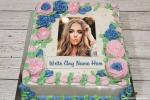 Lovely Flowers Cake With Photo And Name Edit
