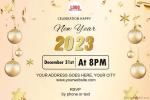 Create New Year 2023 Invitation Card With Golden Ball