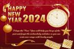 Happy New Year 2024 With Clock Greeting Cards Online