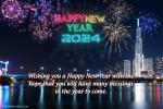 New Year 2024 Video Card With Colorful Fireworks Background
