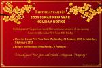 Lunar New Year 2025 Holiday Notice To Customer