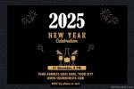 Happy New Year 2025 Invitation Card With Champagne