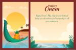 Beautiful Onam Greeting Card with Traditional Indian Imagery